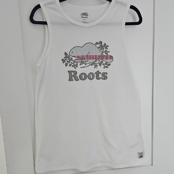 Roots White Tank Top with Logo Design Size S/P - Picture 1 of 1